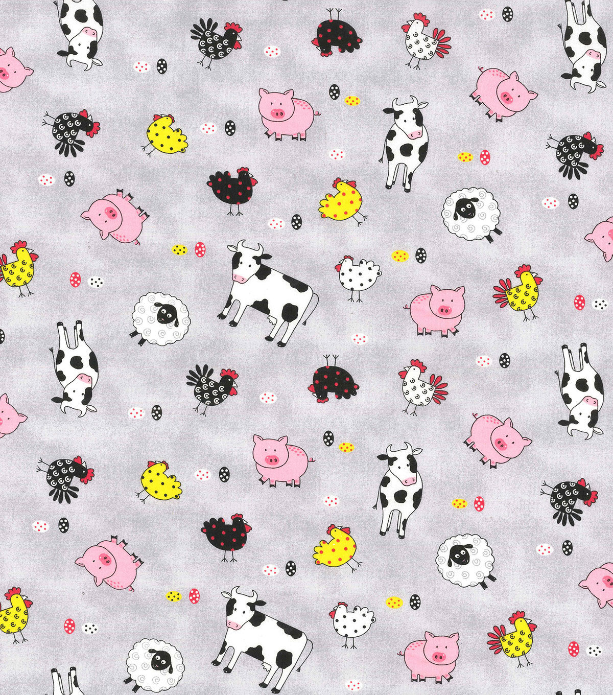 Fabric Traditions Novelty Cotton Fabric Gray Farm Animals