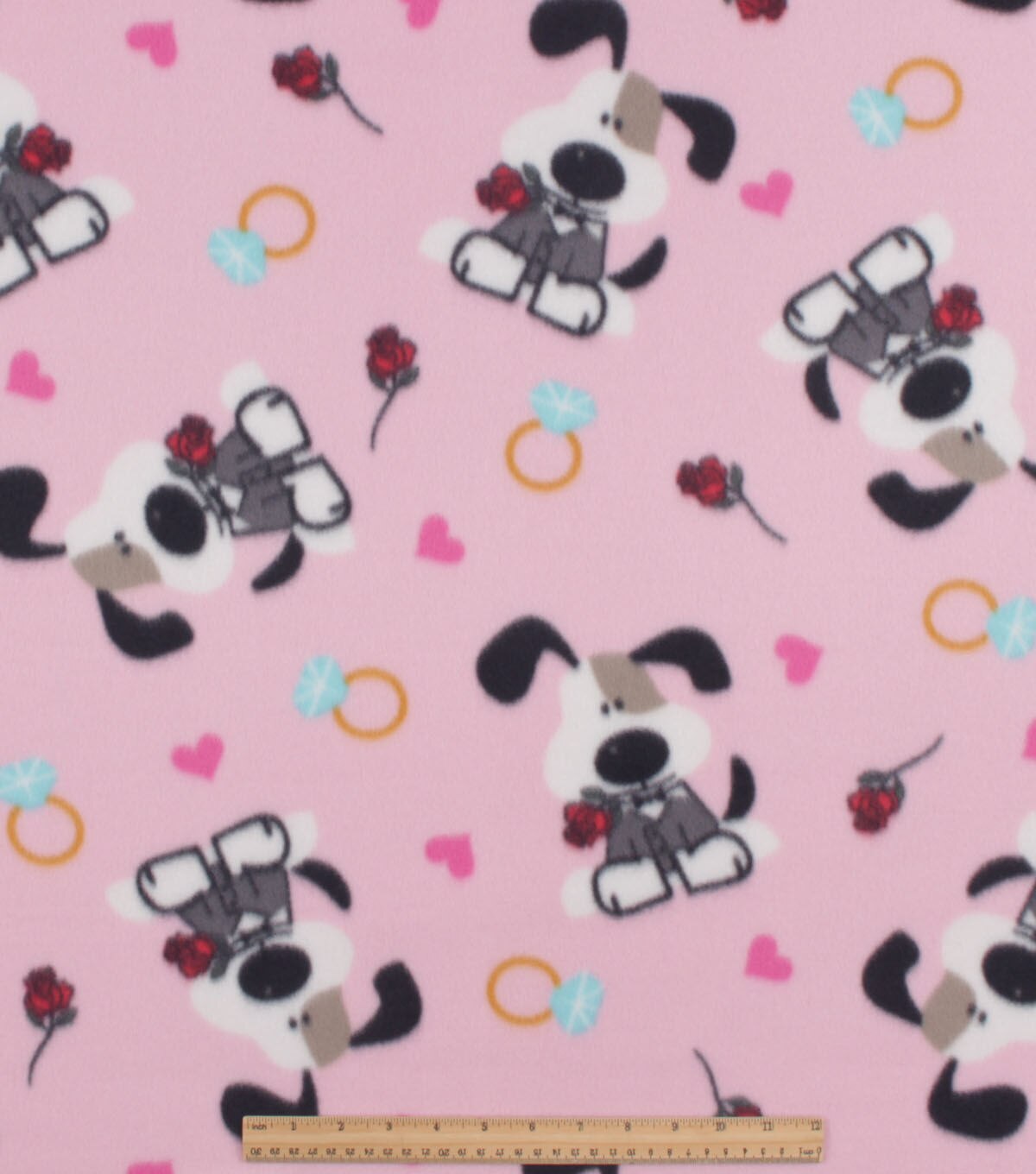 Bachelor Dogs on Pink Blizzard Fleece Fabric