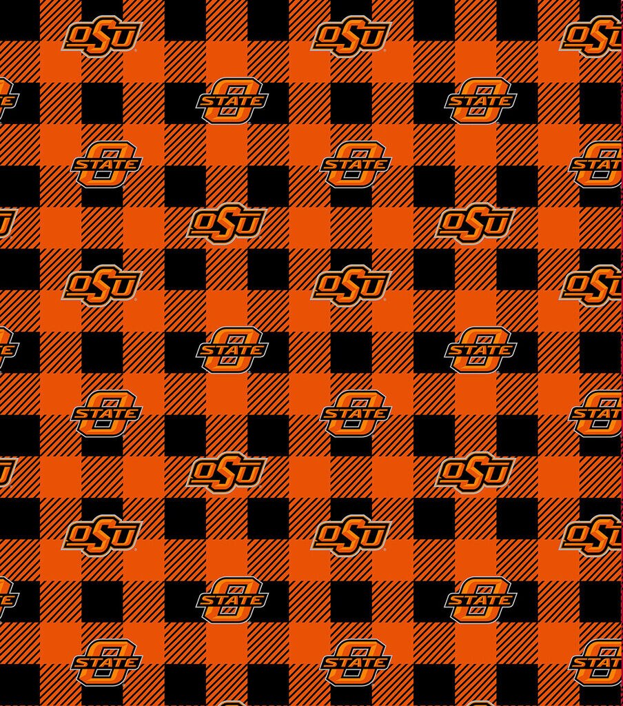 Oklahoma State Cowboys Fleece Fabric Buffalo Check