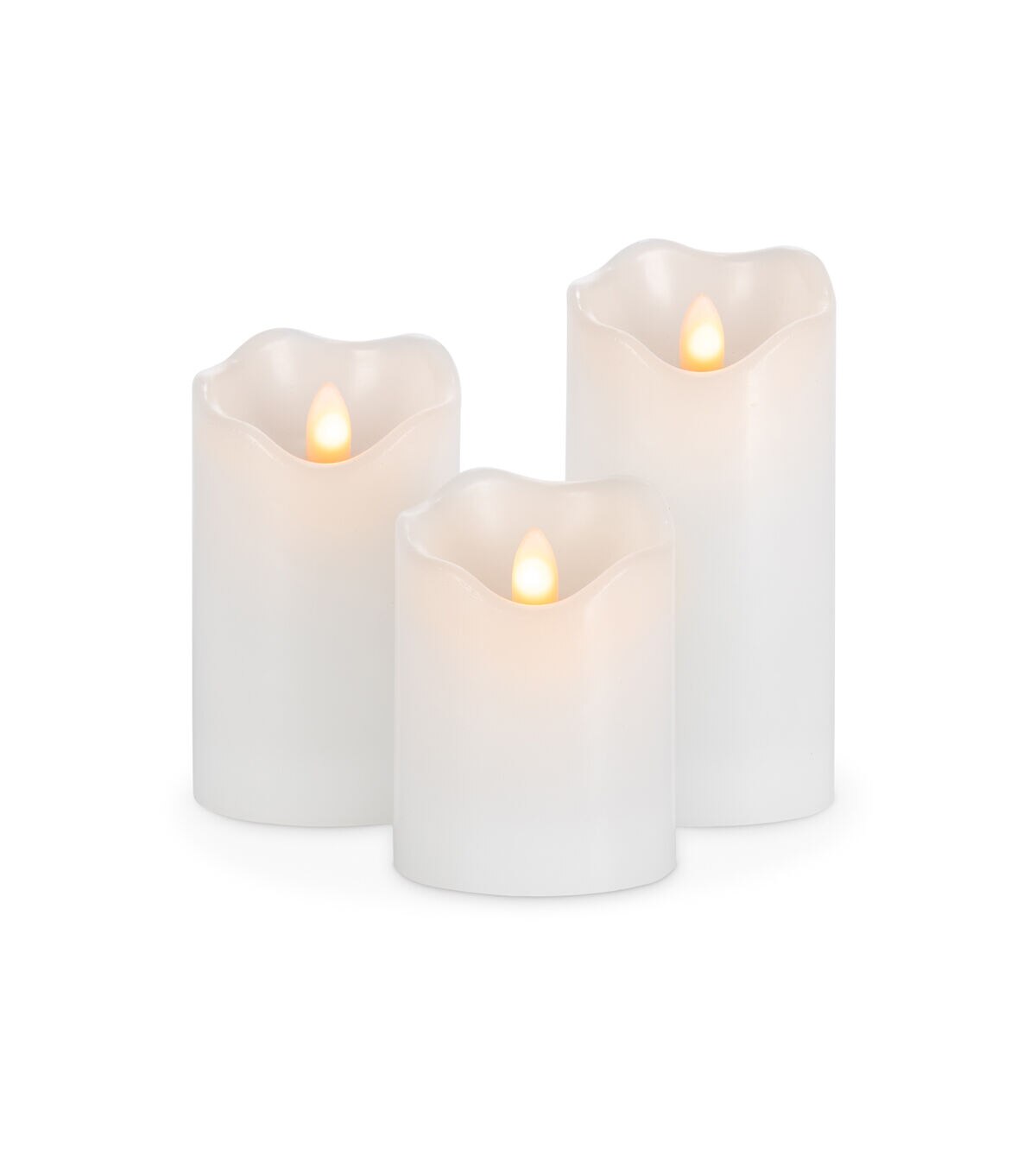 3ct LED White Assorted Size Wave Edge Pillar Candles by Hudson 43