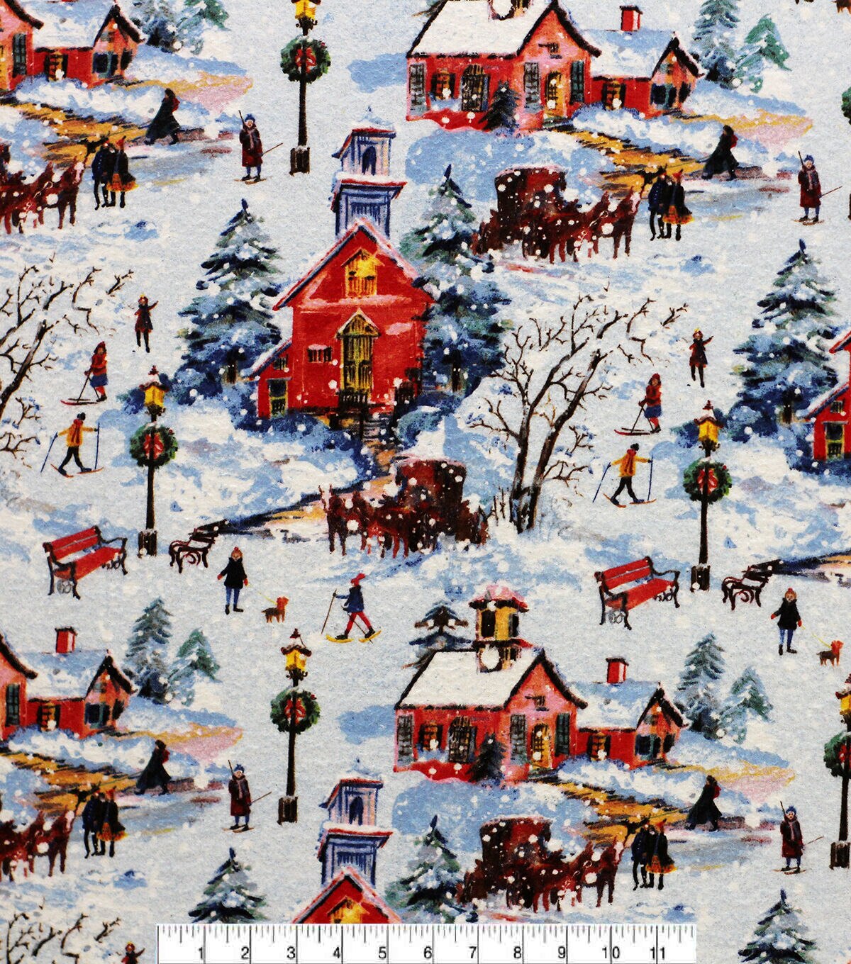 Snow Scenic Super Snuggle Christmas Flannel Fabric