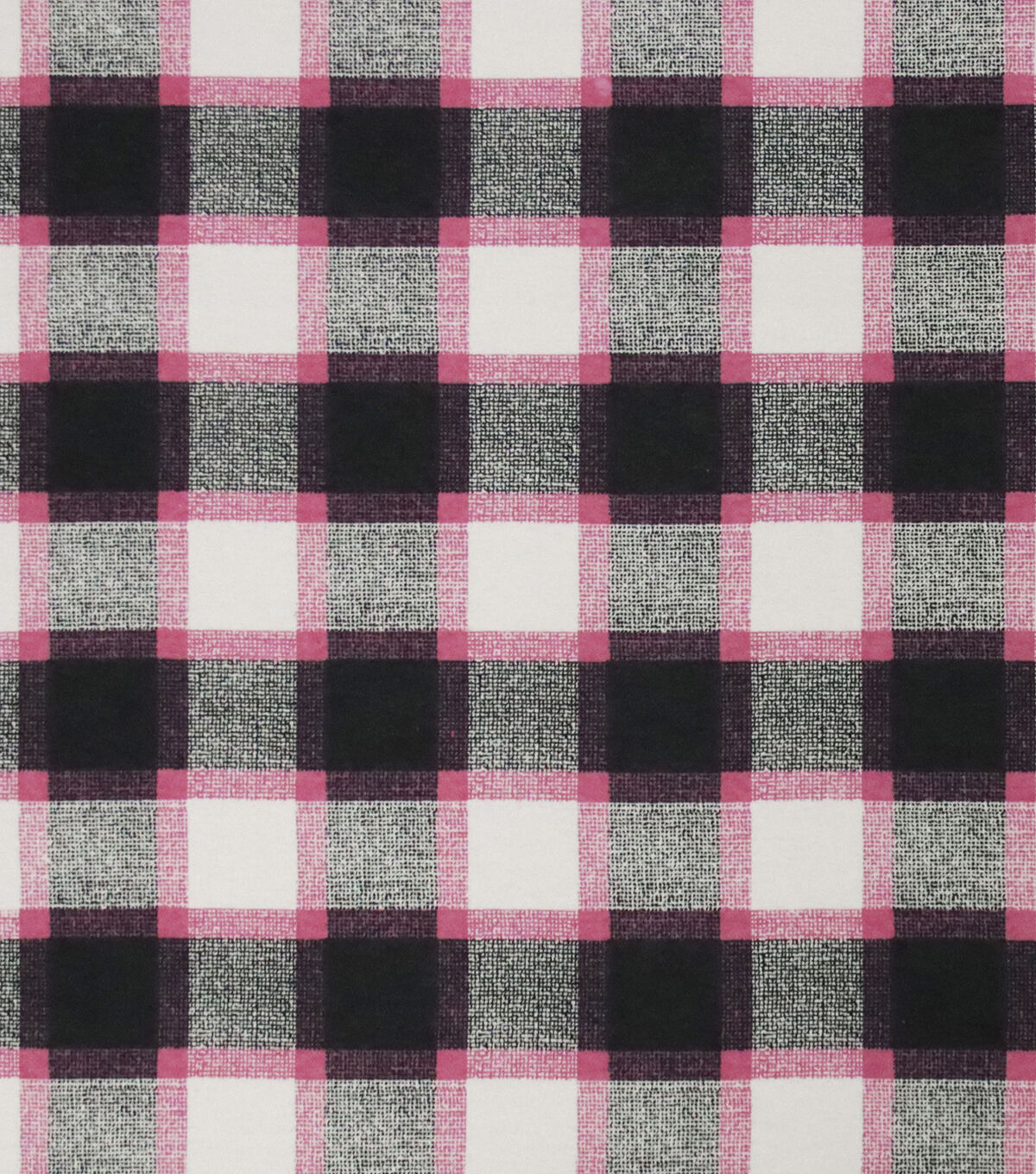 Pink Black Textured Check Super Snuggle Flannel Fabric