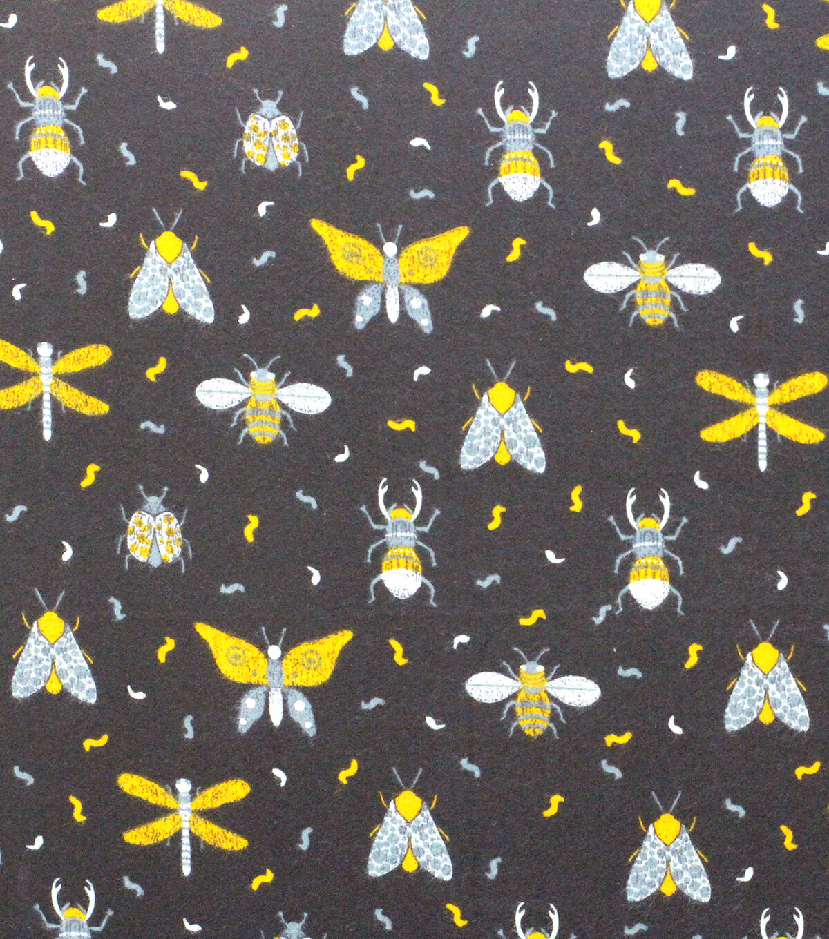 Yellow Insects Super Snuggle Flannel Fabric