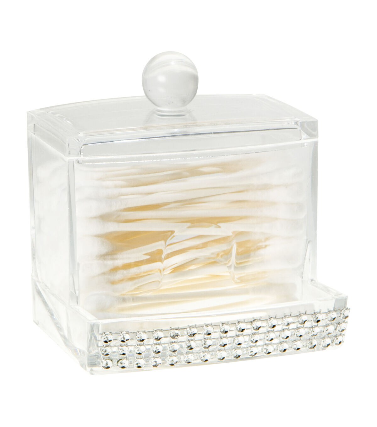 Laura Ashley 4 Q Tip Box With Pave Diamond Design