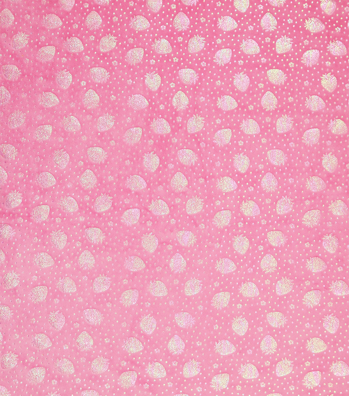 Foil Summer Strawberries on Pink Pure Plush Fleece Fabric