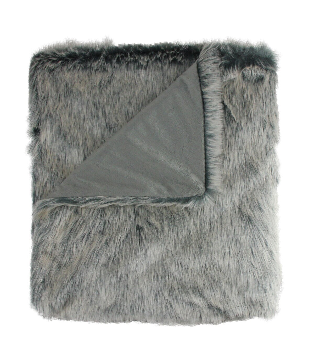 Northlight Faux Fur Gray Solid Rectangular Throw Blanket 50 x 60