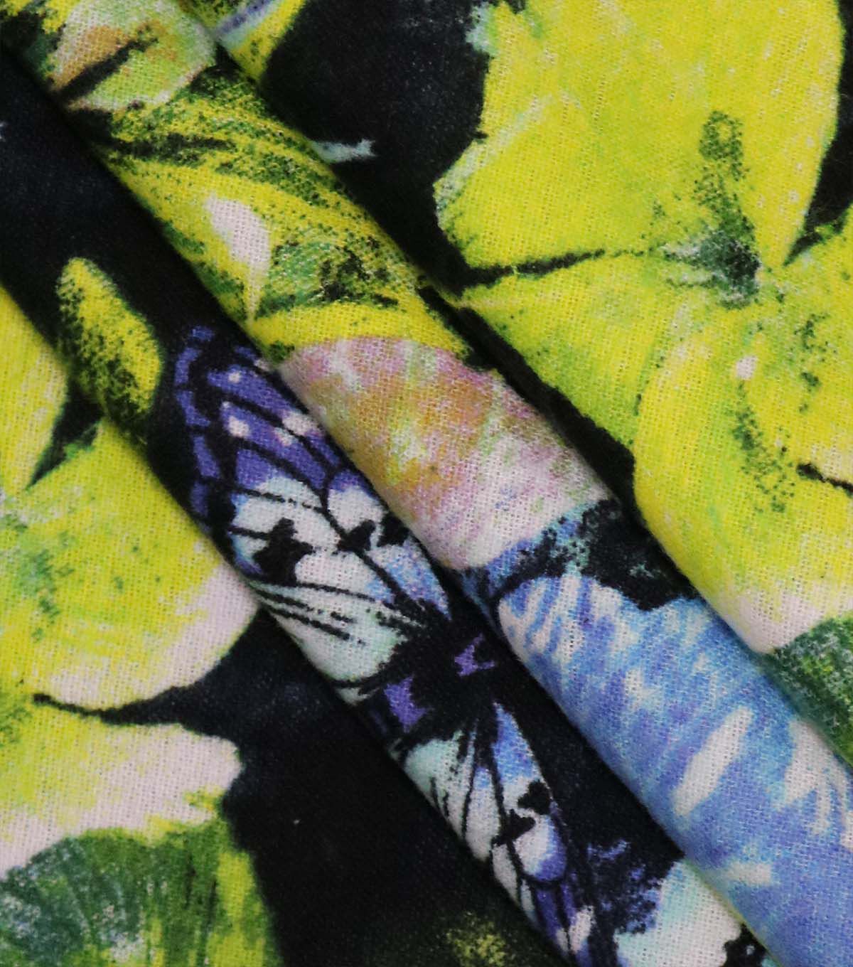 Tropical Floral on Black Super Snuggle Flannel Fabric