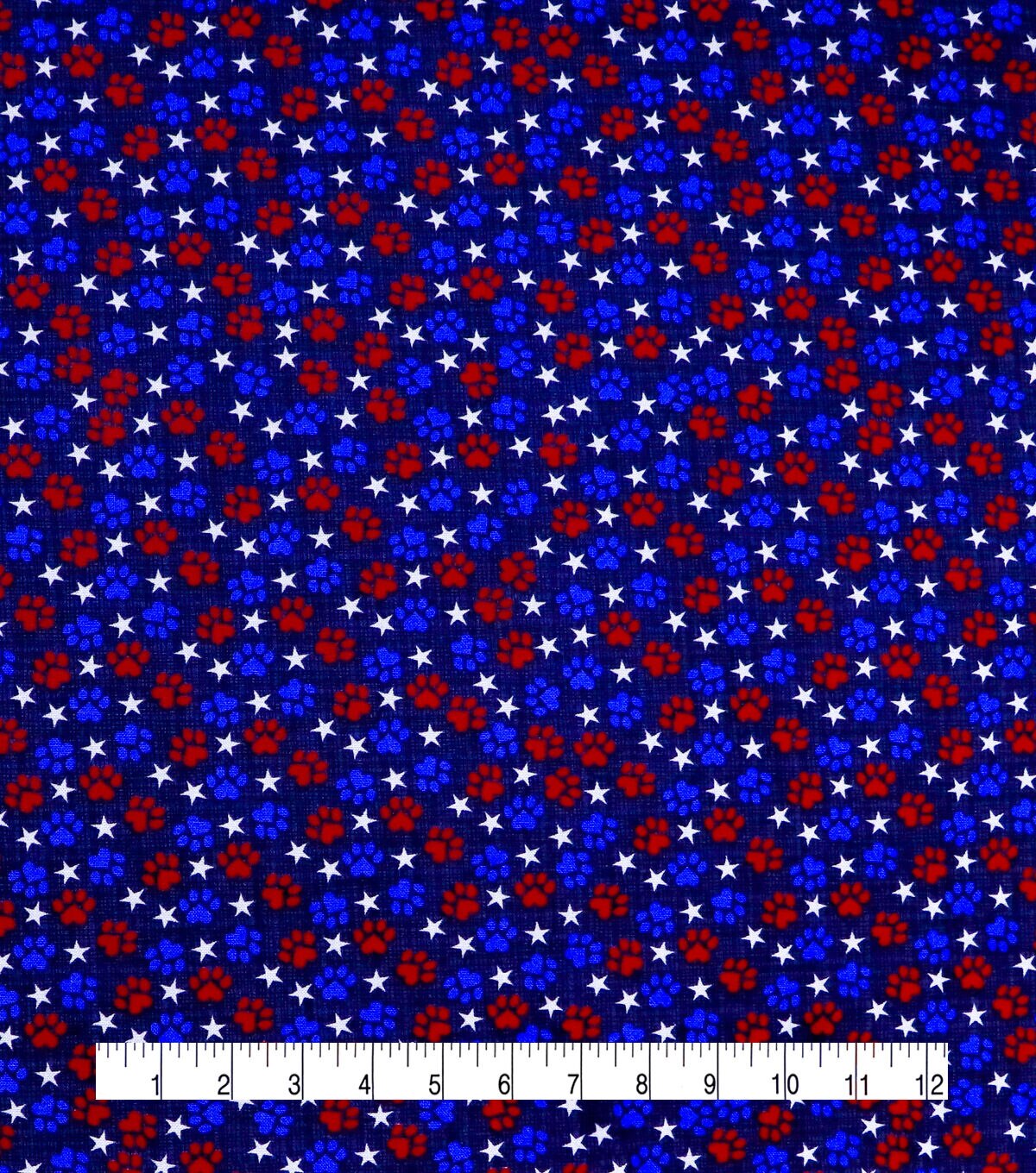 Paw Prints Stars Patriotic Cotton Fabric