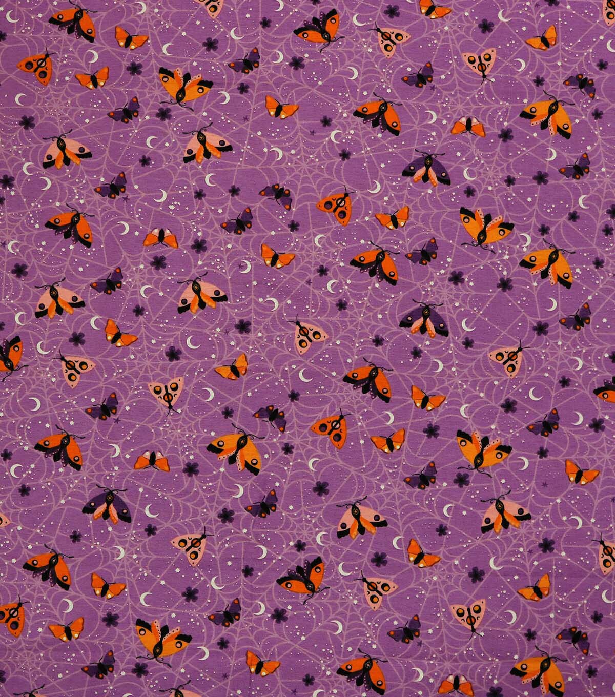 Moths On Purple Super Snuggle Flannel Fabric