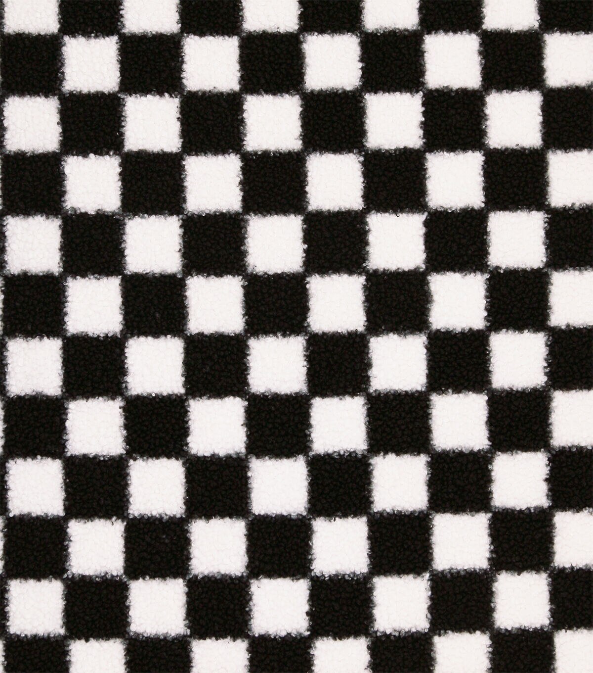Black & White Check Printed Teddy Fur Sherpa Fleece Fabric