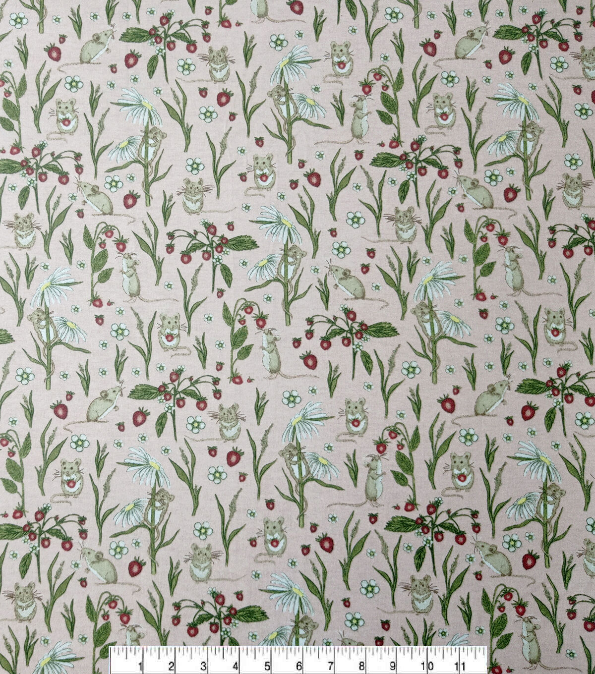 Red Strawberries With Mice Super Snuggle Flannel Fabric