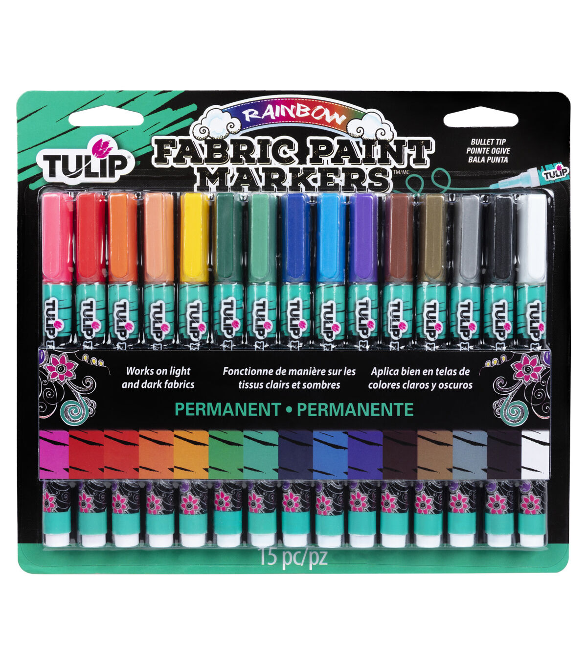 Tulip 15 pk Opaque Fabric Markers Assorted