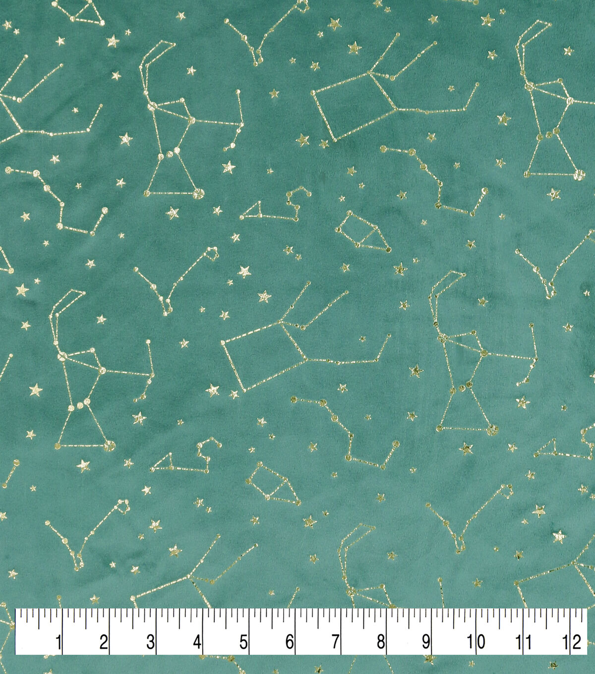 Metallic Constellations on Teal Pure Plush Fleece Fabric
