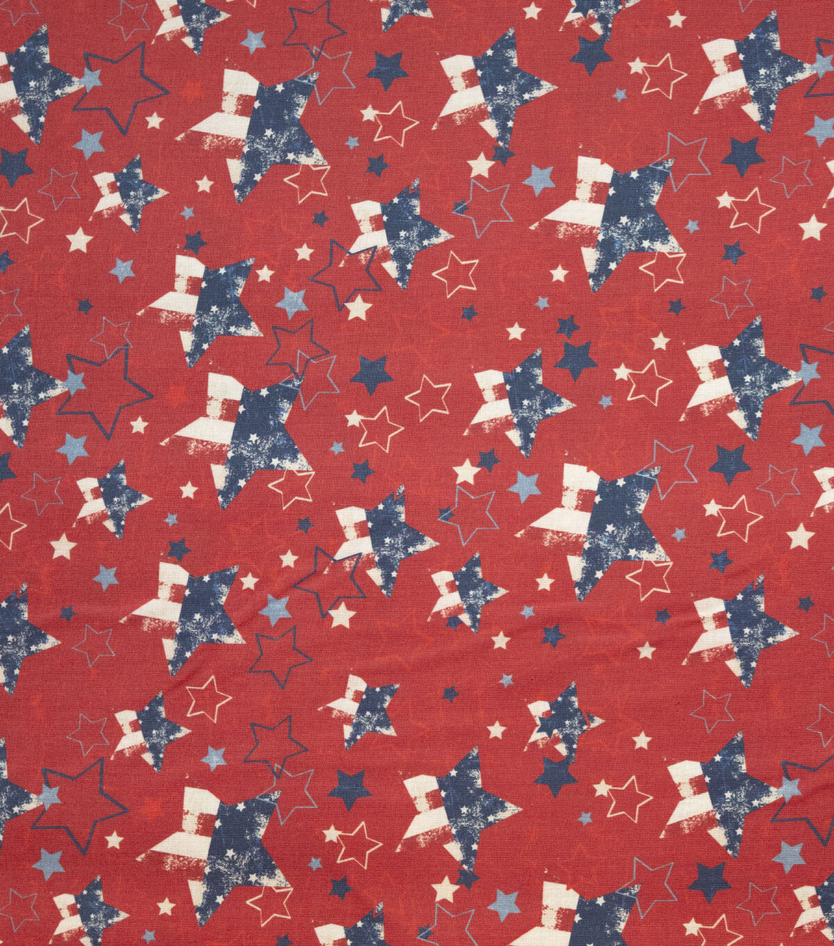 Stars On Red Patriotic Cotton Fabric