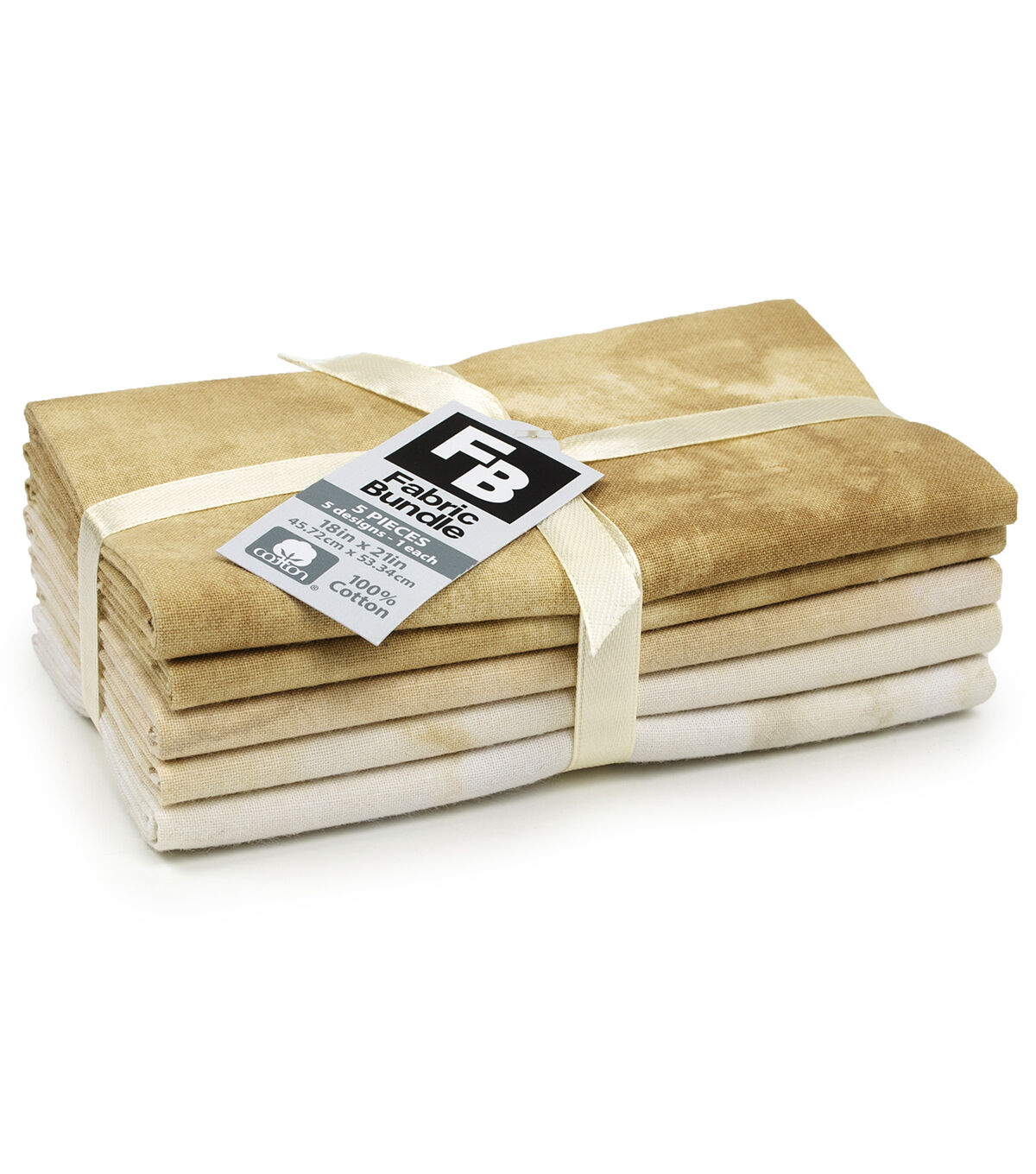 18 x 21 Tan Textured Cotton Fabric Quarters 5ct by Keepsake Calico