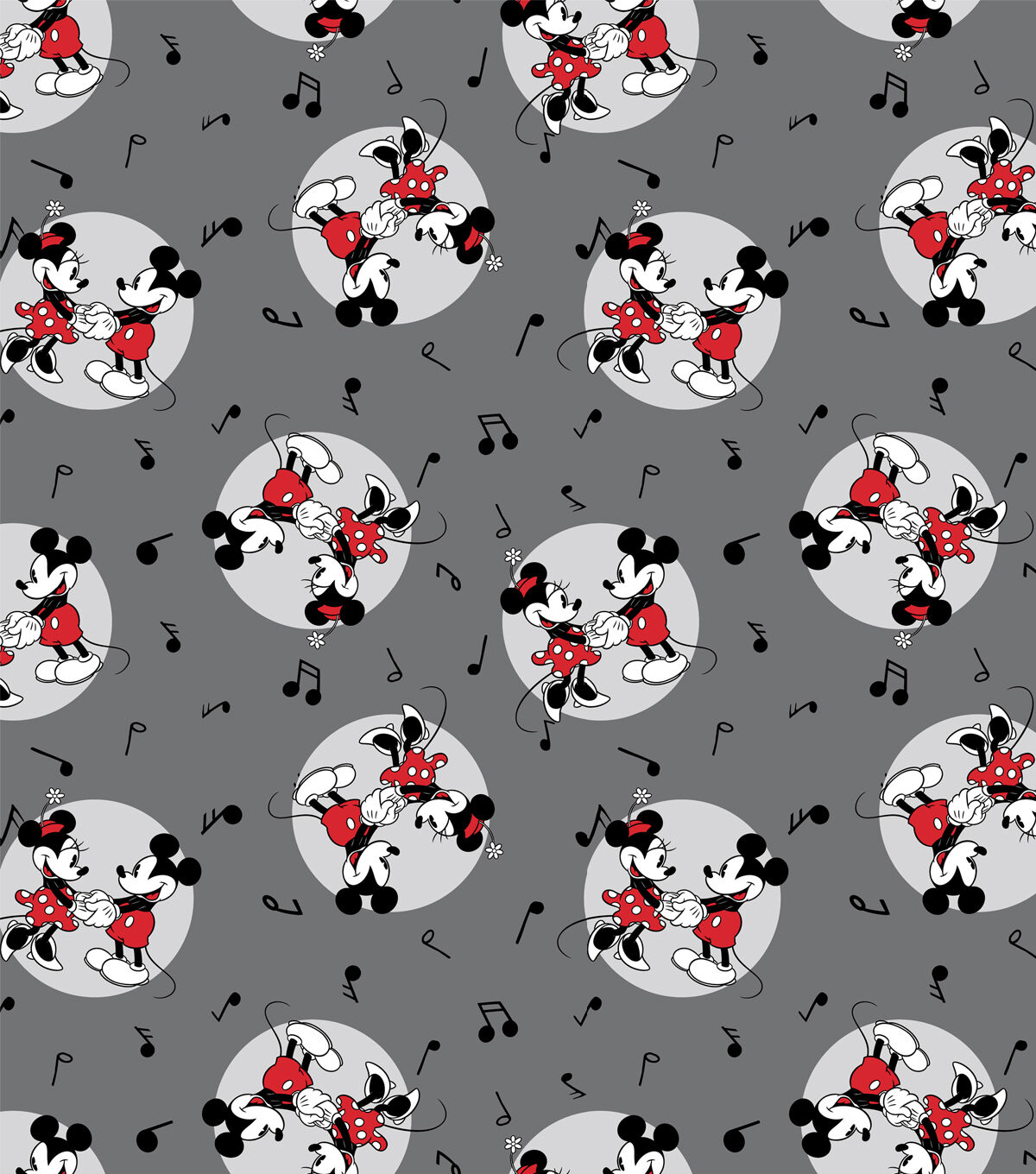 Mickey Minnie Vintage Badge Fleece Fabric
