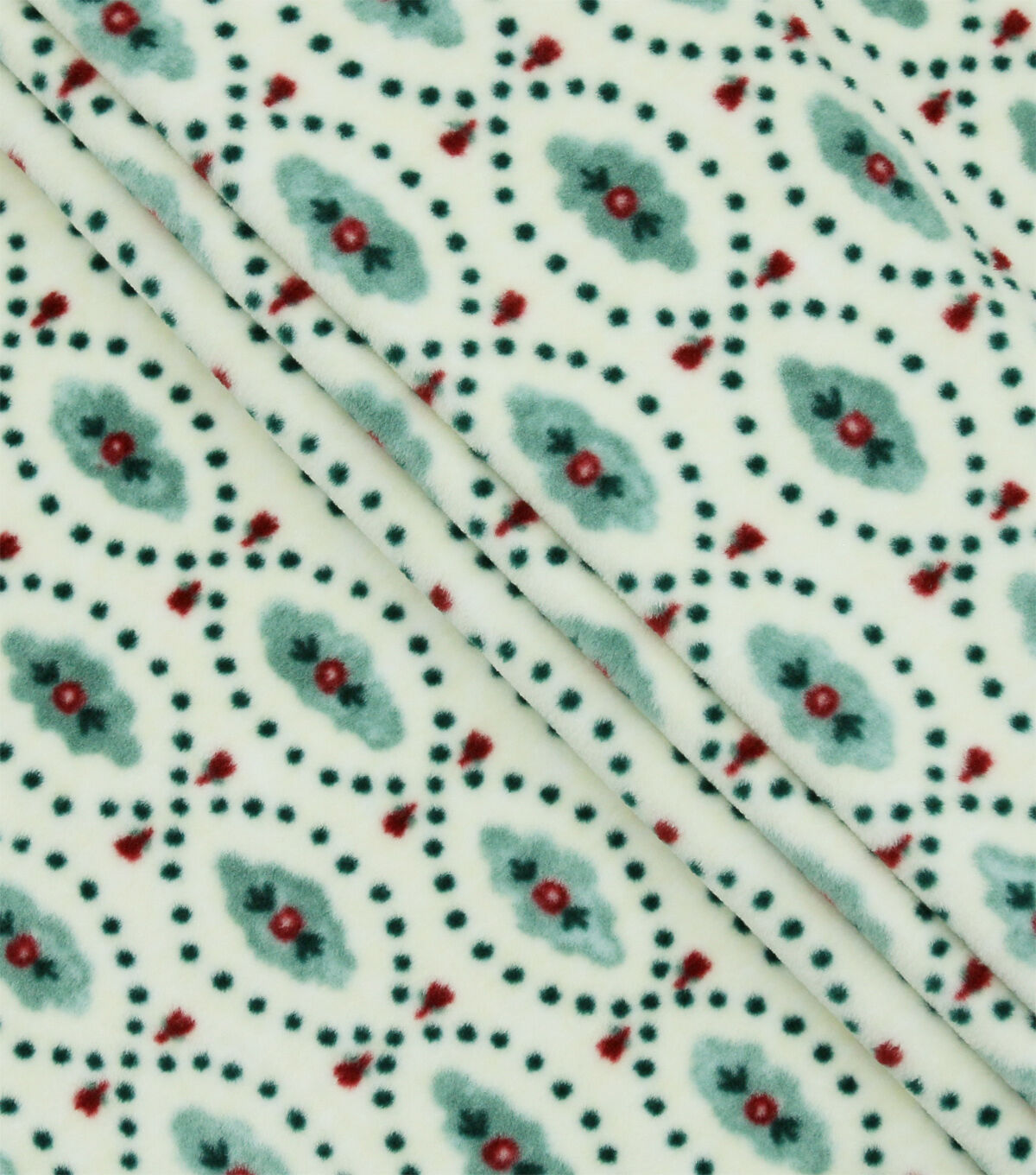 Green & White Foulard Heather Luxe Fleece Fabric