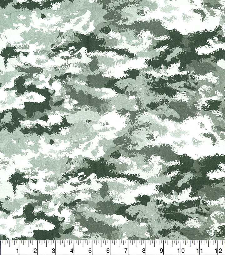 Gray Tonal Camouflage Quilt Cotton Fabric by Keepsake Calico