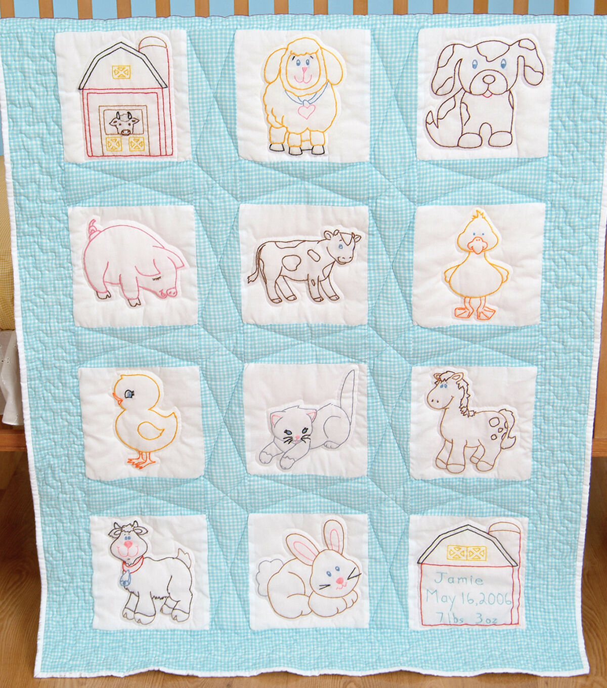 Jack Dempsey 9 Farm Animals Stamped Nursery Quilt Blocks 12ct