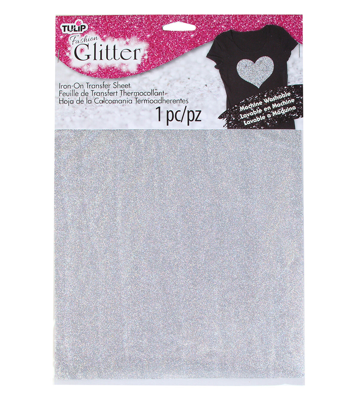 Tulip Fashion Silver Glitter Iron On Transfer Sheet