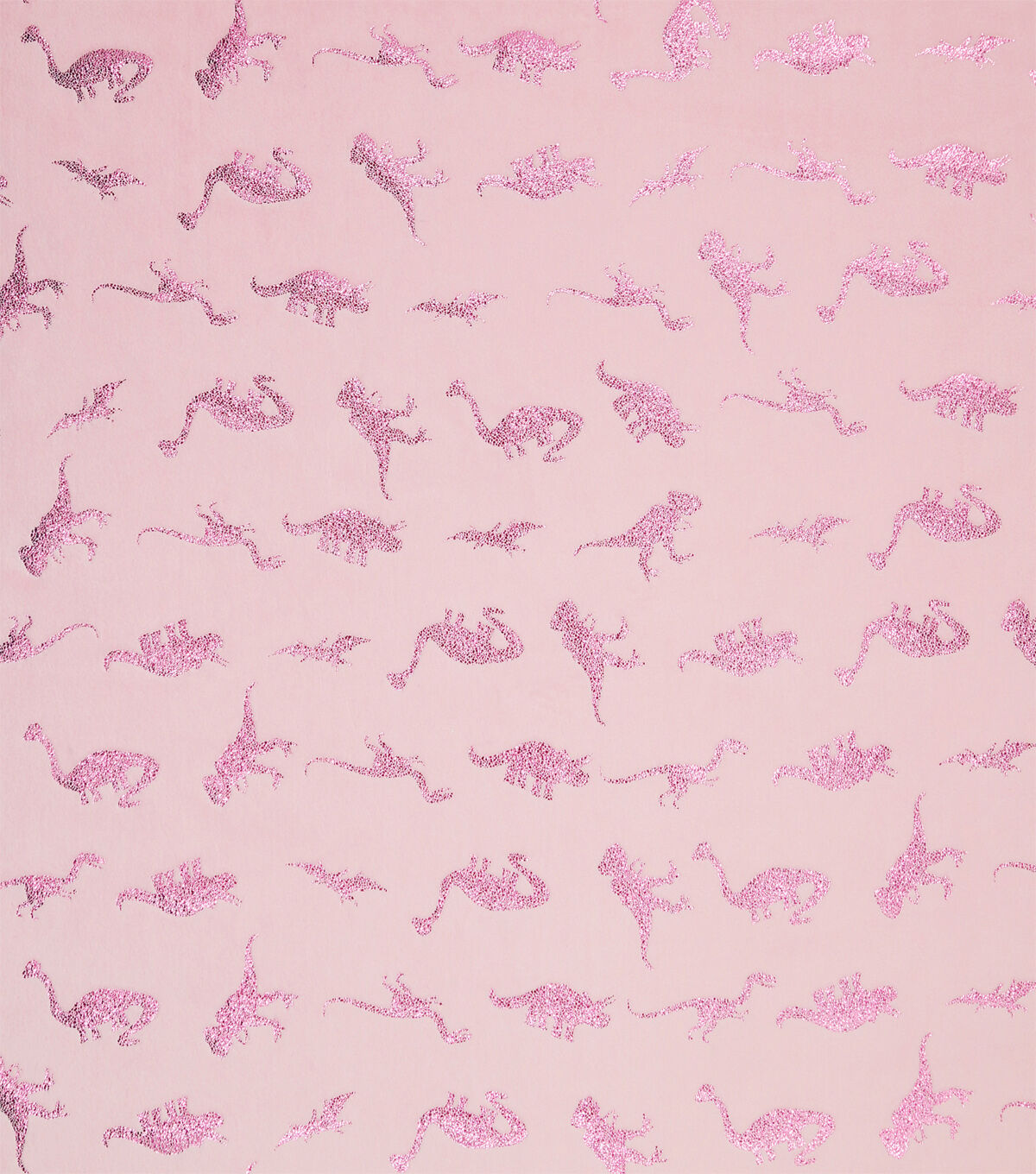 Foil Dinosaurs on Pink Pure Plush Fleece Fabric