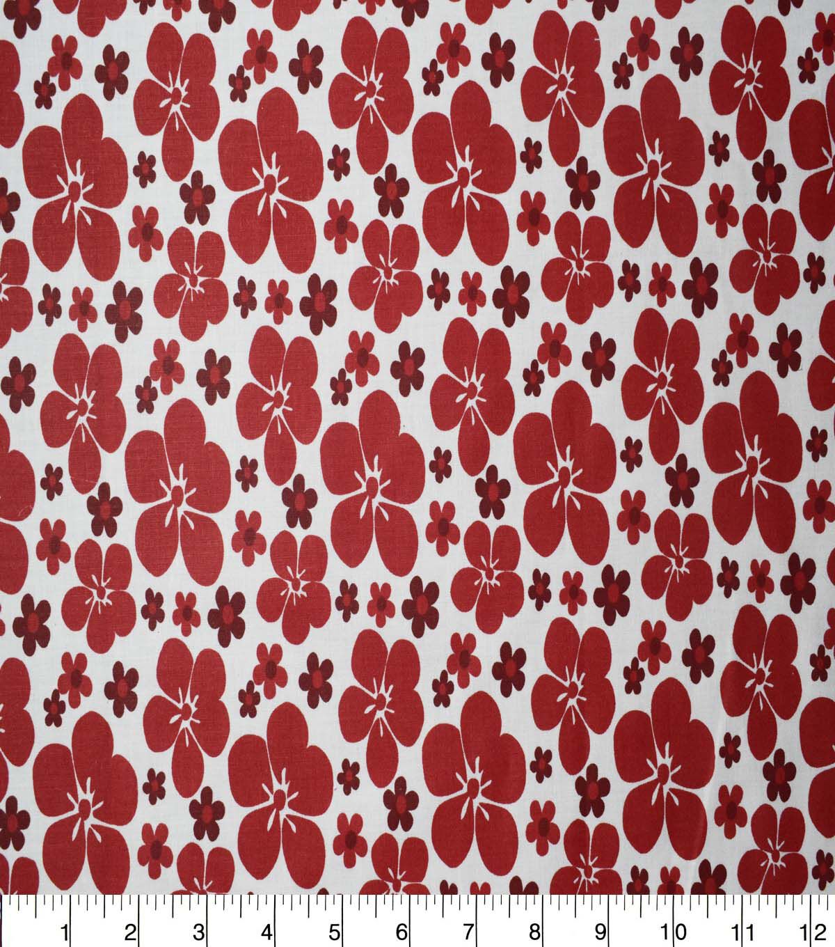 Hibiscus on White Cotton Fabric by Quilter's Showcase