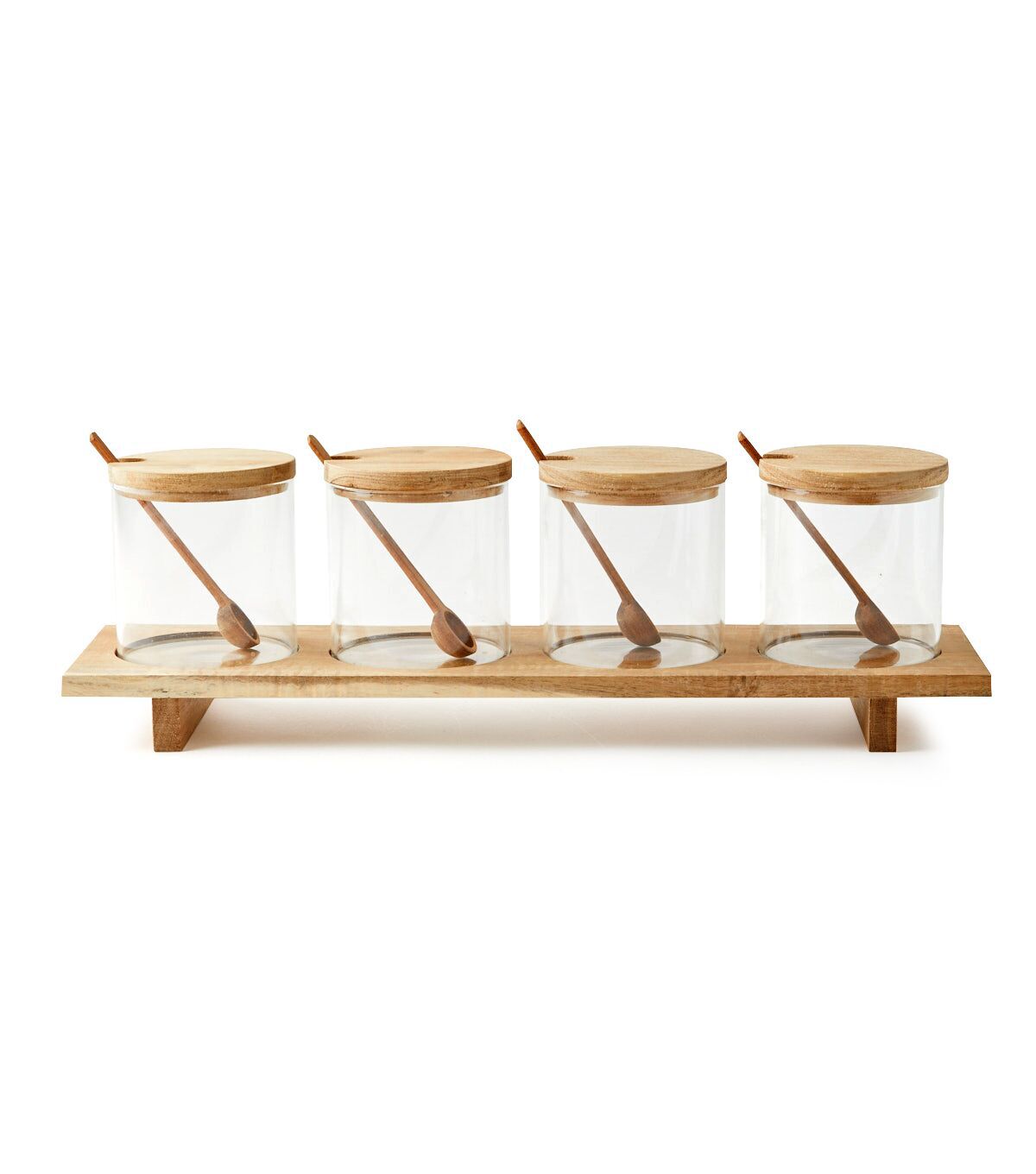 4ct Glass Jars & Wood Organization Shelf by Park Lane