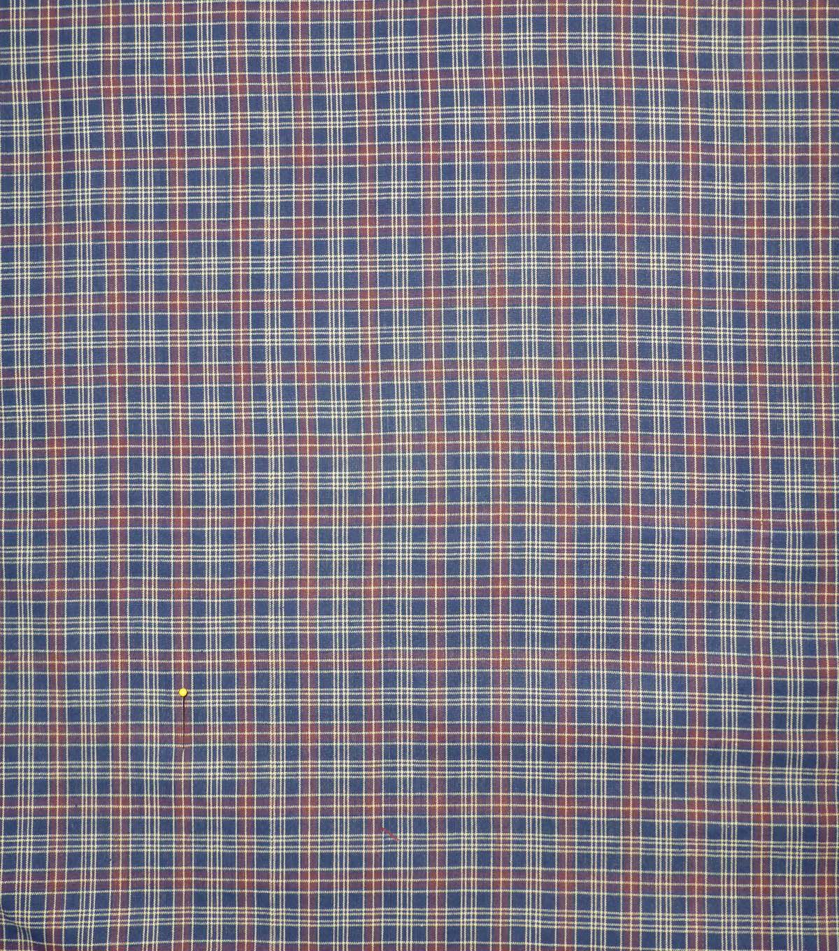 Navy Plaid Yarn Dyed Patriotic Cotton Fabric