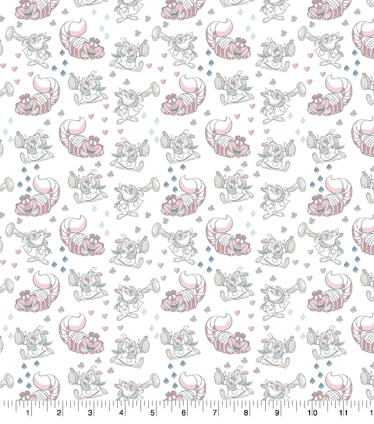 Alice Cheshire Cat White Rabbit Cotton Fabric
