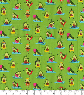 Fabric Traditions Avocado Yoga Novelty Cotton Fabric