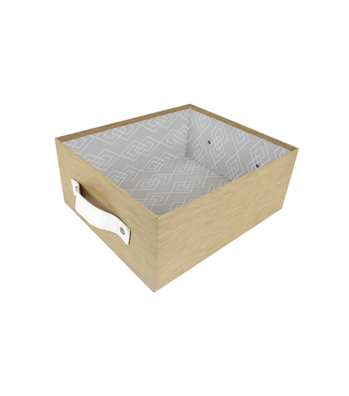 13 Tan Heather Pattern Rectangle Box With Lid & Carrying Handles