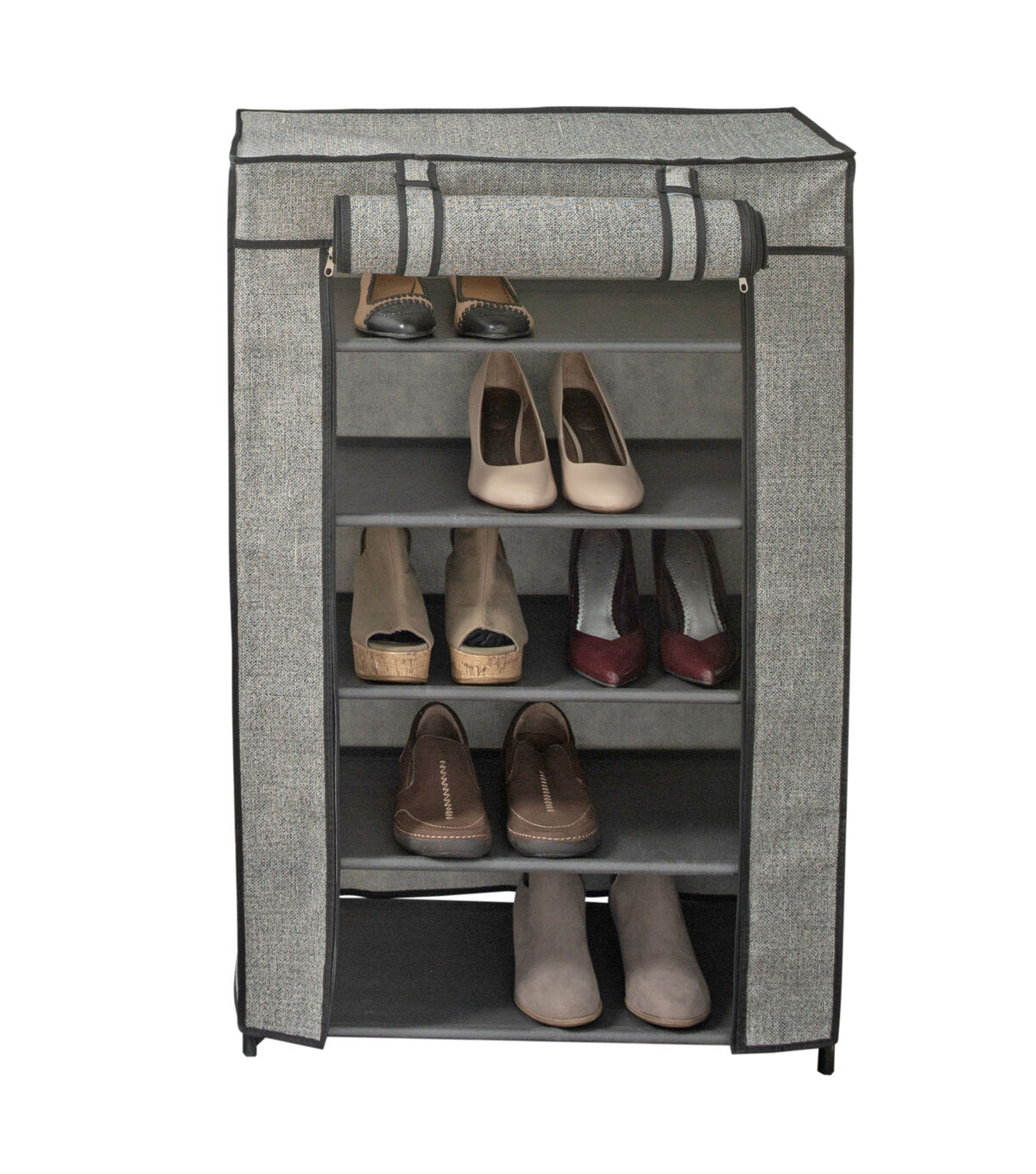 Simplify 35 Gray 5 Tier Shoe Organizer With Cover