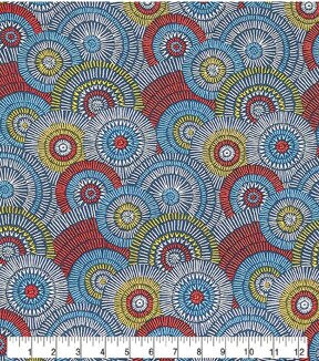 Overlap Circle Red Navy Super Snuggle Flannel Fabric