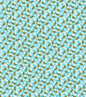 Fabric Traditions Packed Bees Aqua Novelty Cotton Fabric