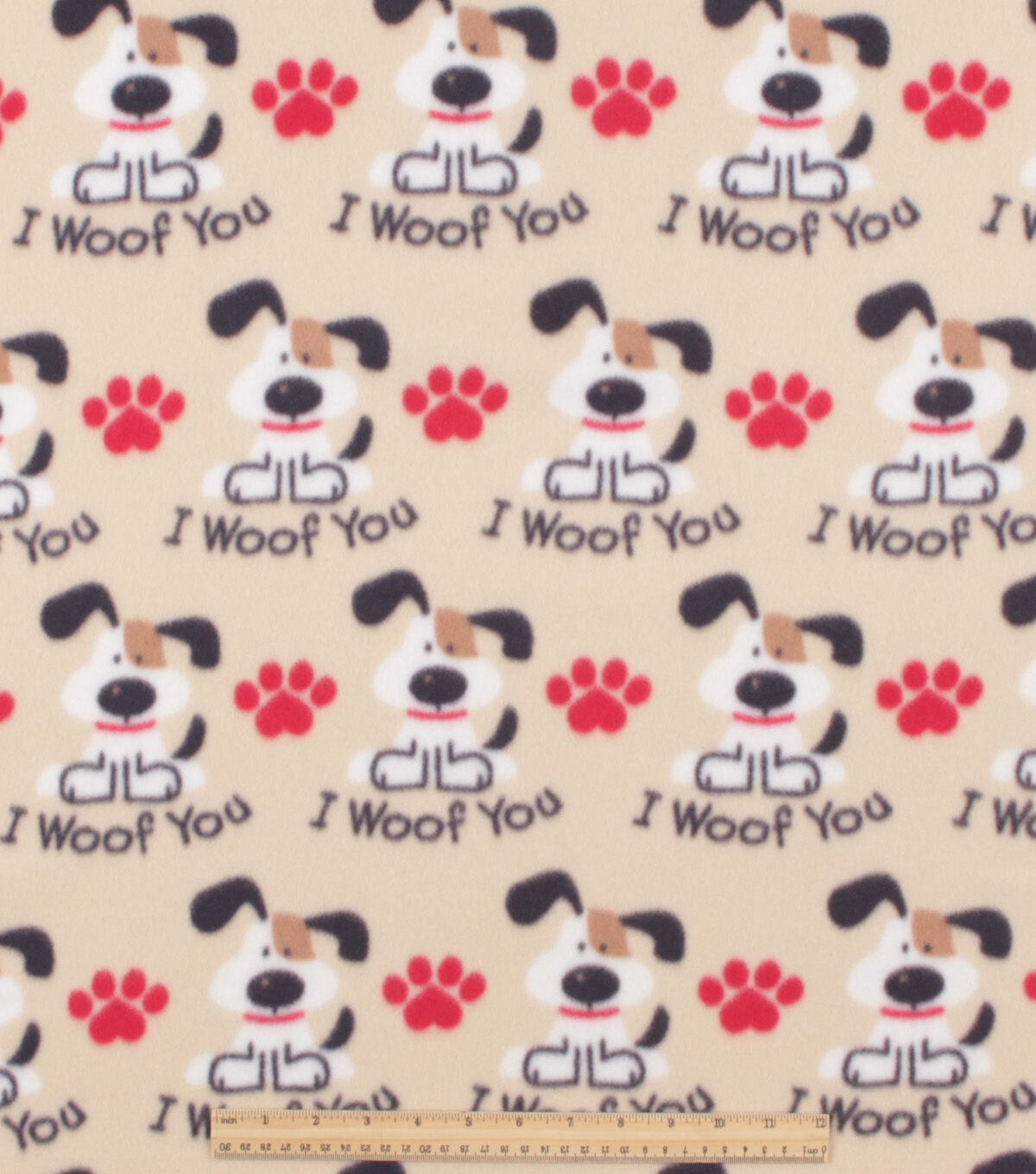 Brown I Woof You Blizzard Fleece Fabric