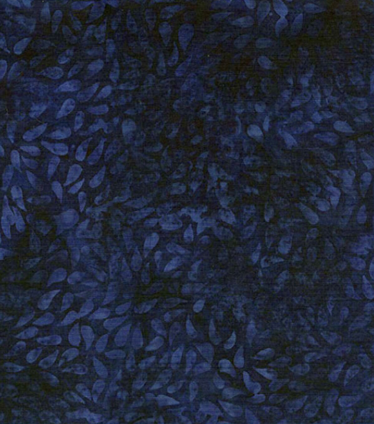 Dark Blue Water Lily Petals Batik Cotton Fabric