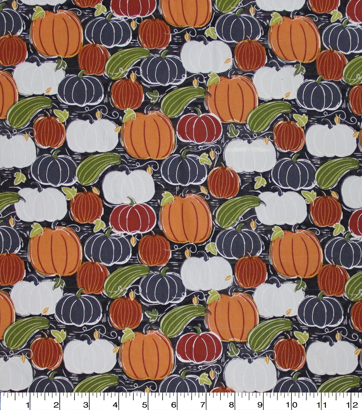 Modern Pumpkins Gourds Harvest Cotton Fabric