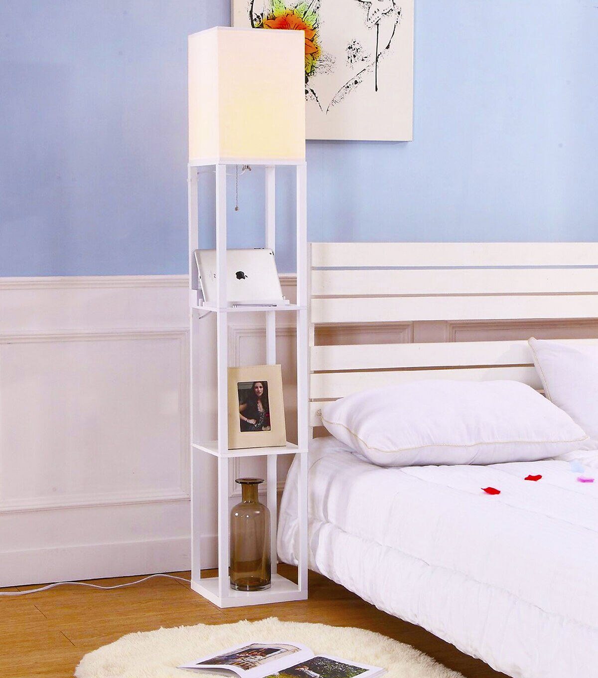 Brightech Maxwell LED Lamp USB Port & Outlet - White