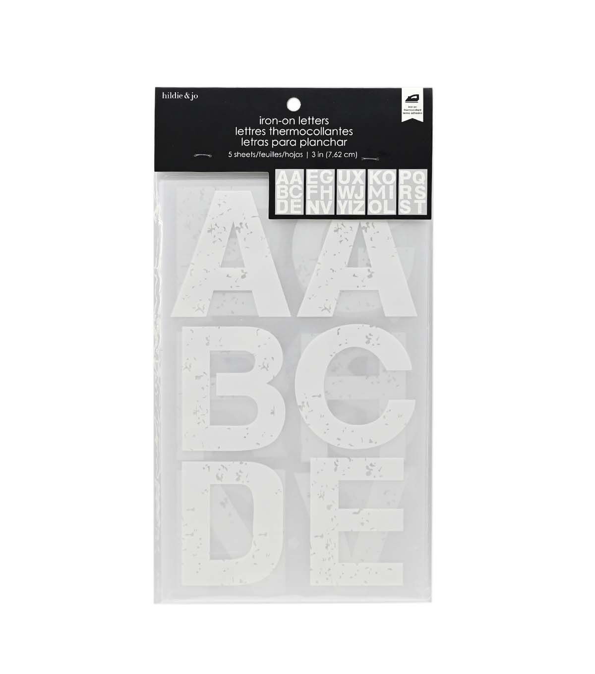 3 White Speckles Iron On Letters 5 Sheets by hildie & jo