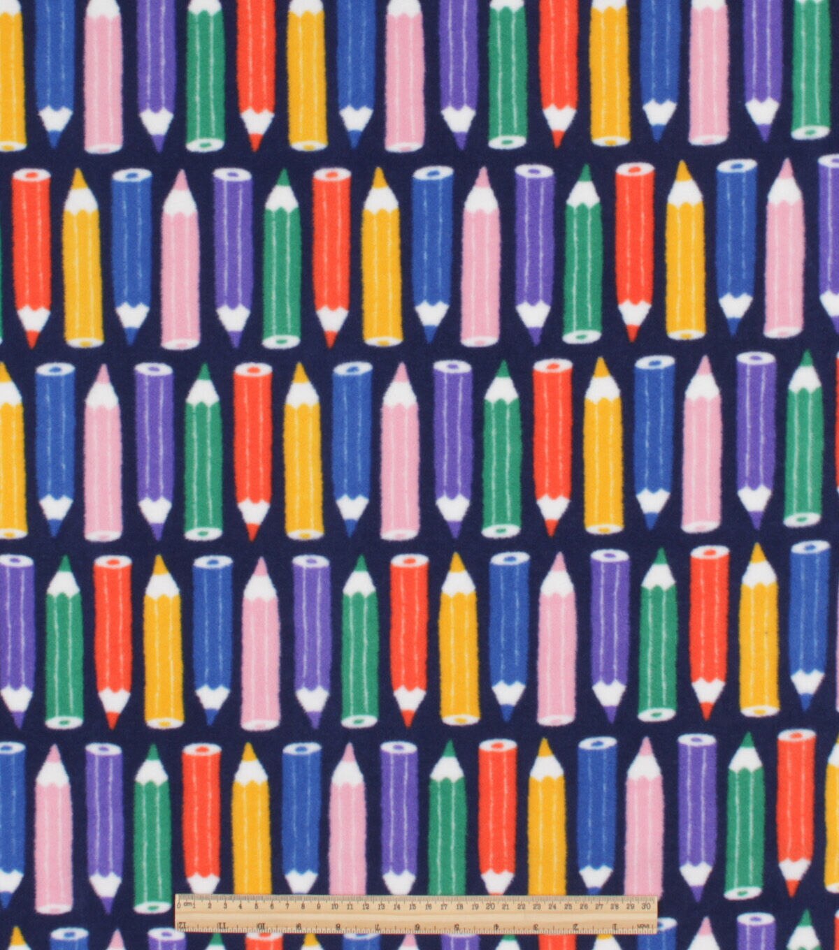 Multicolor Pencils Anti Pill Fleece Fabric by POP!