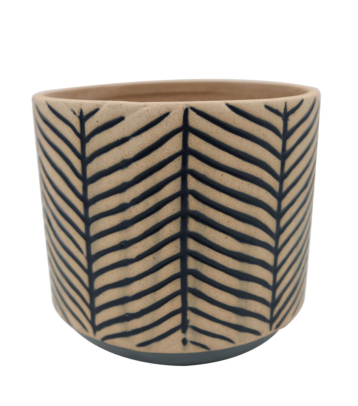 5.5 Navy Chevron Tan Ceramic Planter by Bloom Room