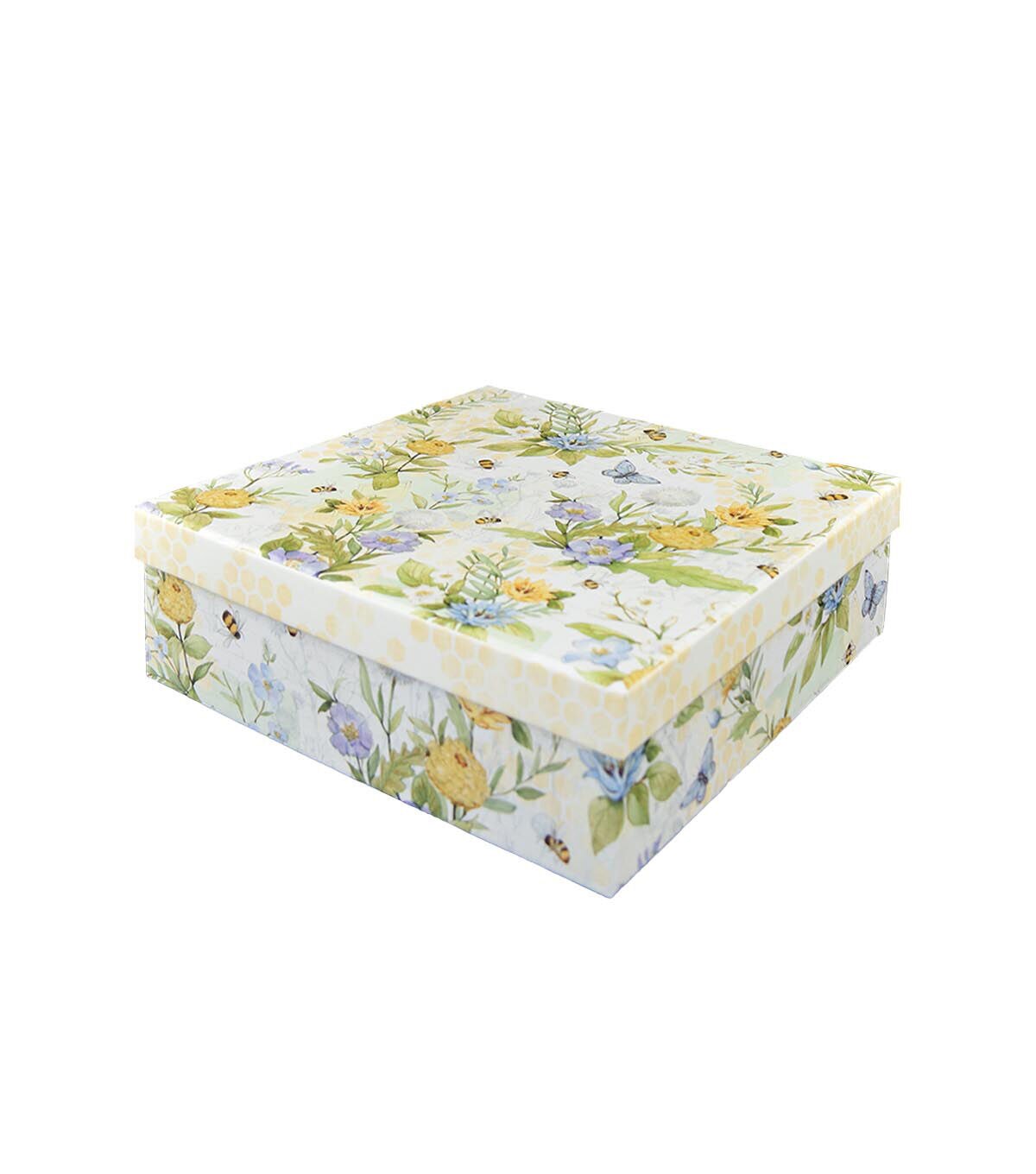 10 Bees & Green Floral Square Box by Place & Time