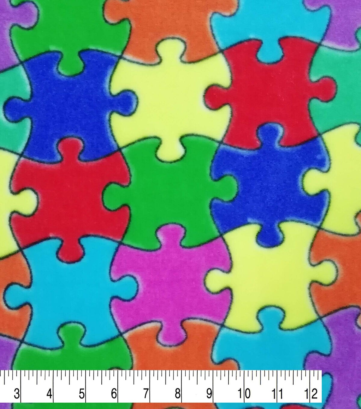 Multicolor Jigsaw Puzzle Anti Pill Fleece Fabric