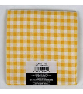 18 x 20 Yellow Checkered Cotton Fabric Quarter 1pc by Keepsake Calico