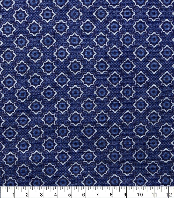 18 x 21 Blue Geometric Cotton Fabric Quarter 1pc by Keepsake Calico