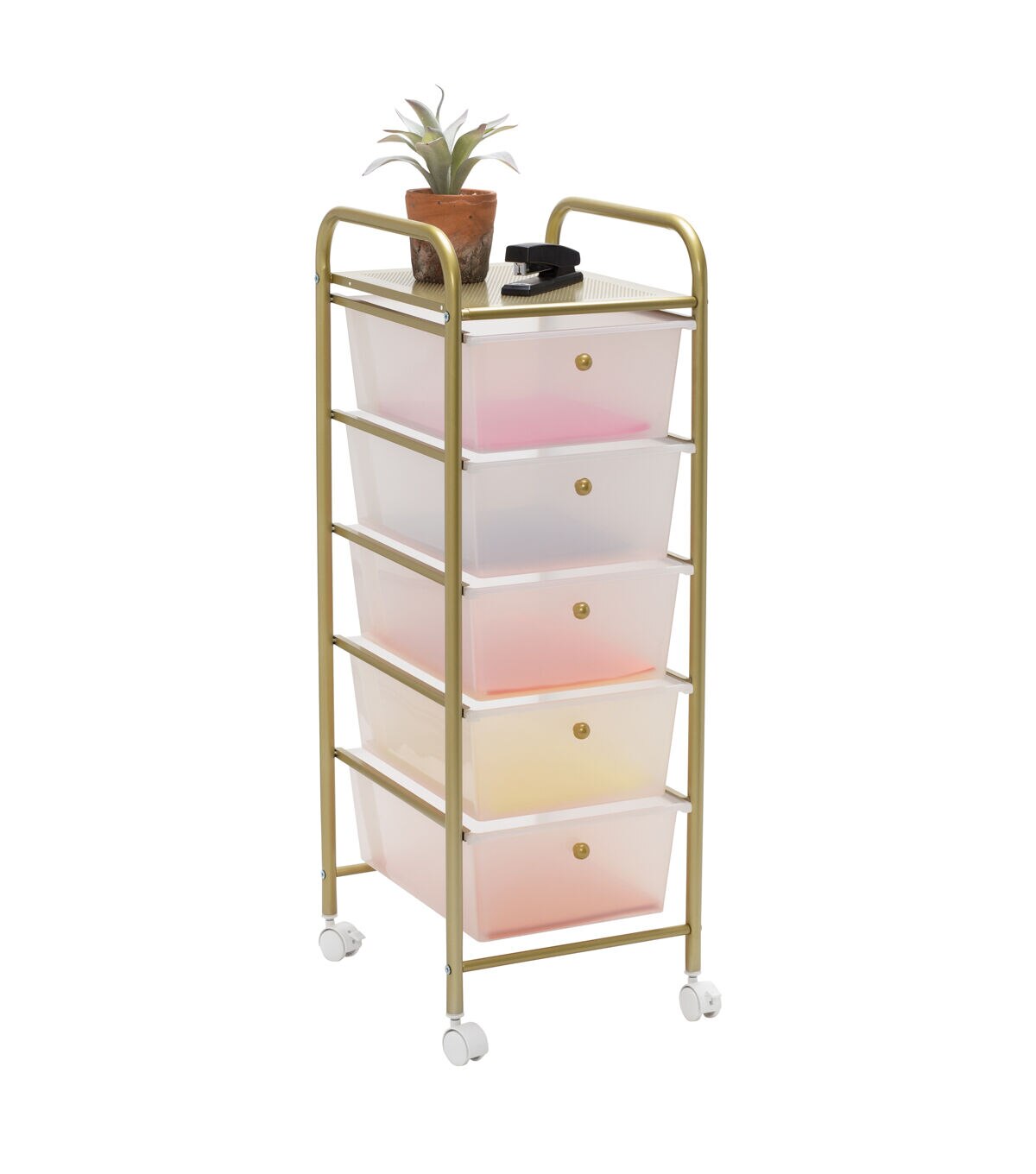 37 Rolling Storage Cart With 5 Plastic Drawers