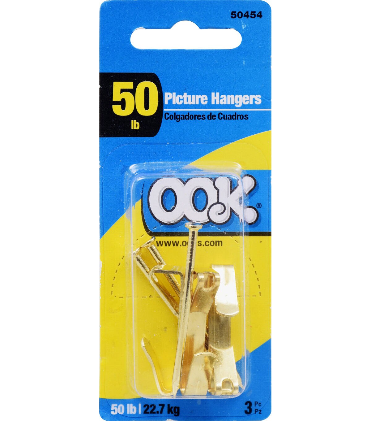 Ook 50lbs Gold Zinc Conventional Picture Hangers 3pk
