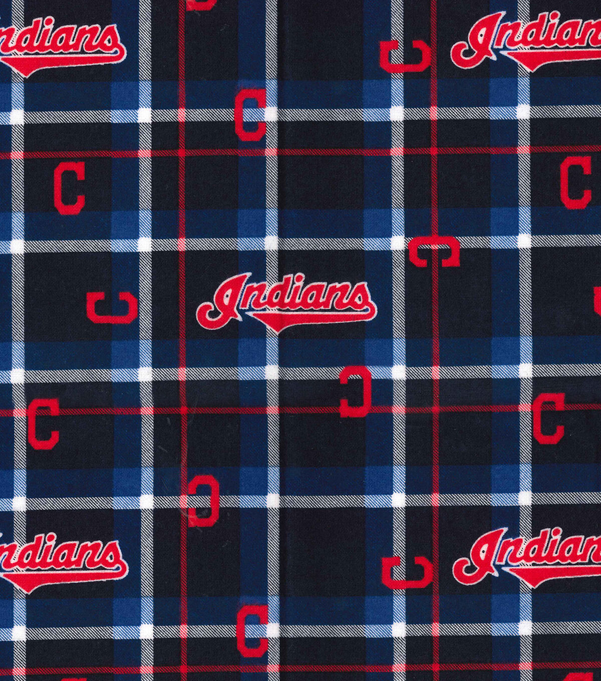 Fabric Traditions Cleveland Baseball Flannel Fabric Plaid