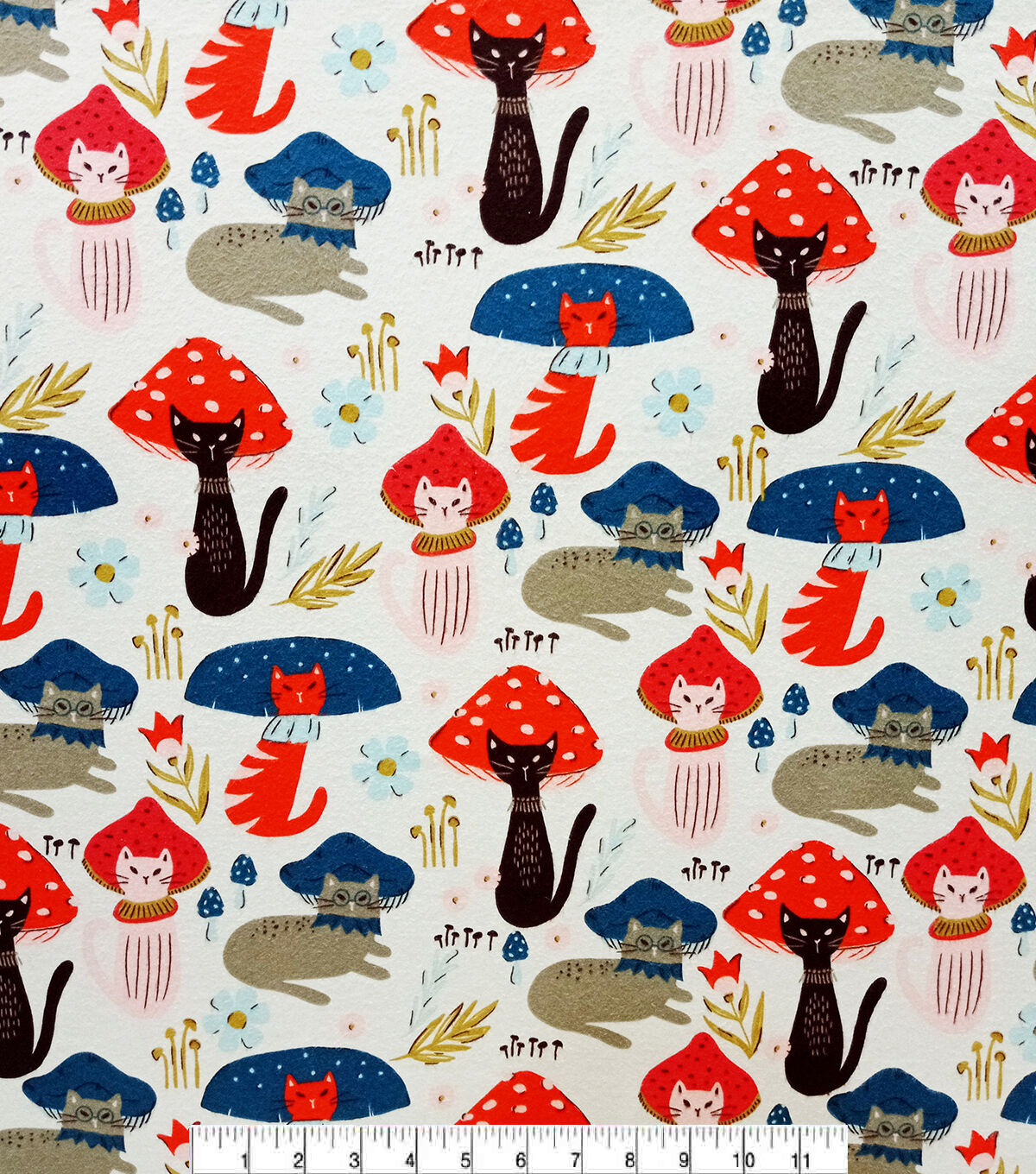 Mushroom Cats Super Snuggle Flannel Fabric