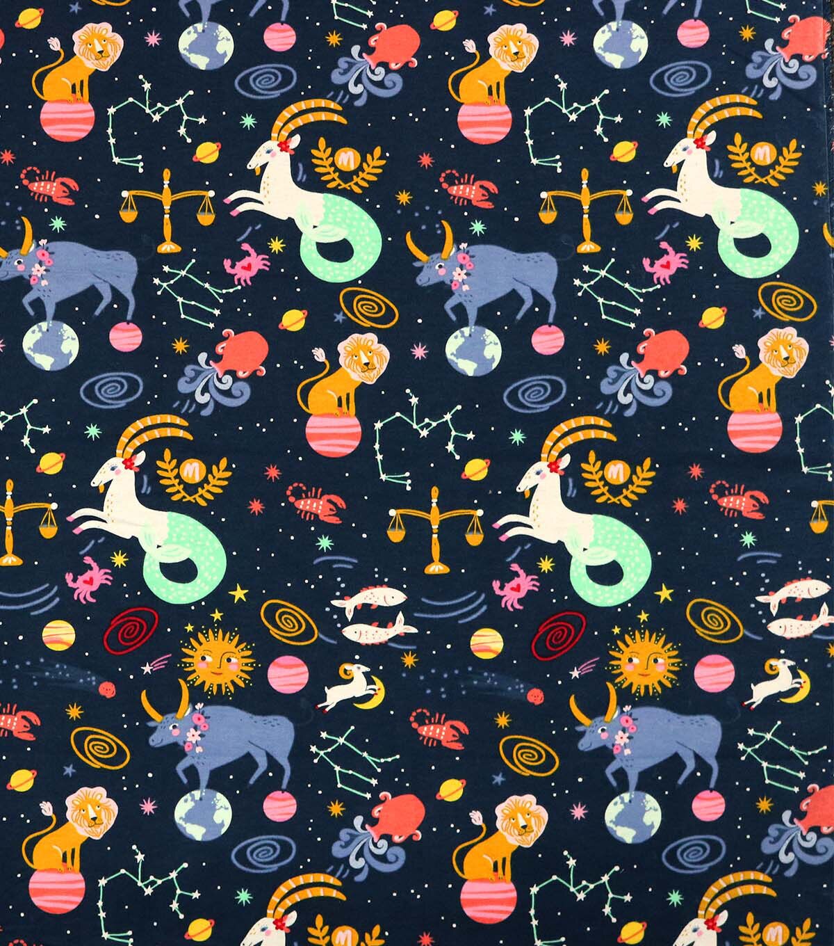Multicolor Animals In Constellations Super Snuggle Flannel Fabric